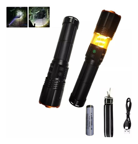 10000lm Linterna Zoom Recargable Alta Potencia Cob Camping