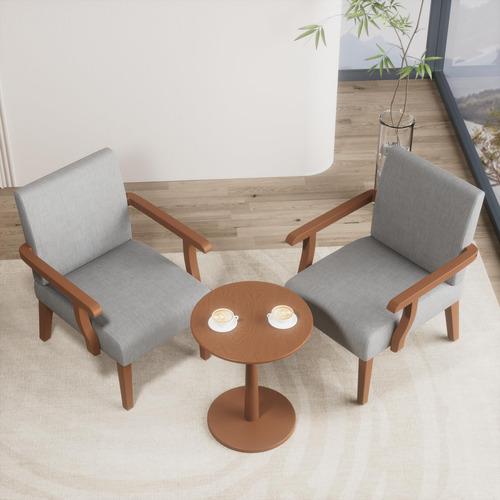 Juego De 2 Sillas Decorativas Con Mesa Auxiliar Redonda