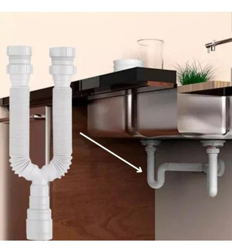 Sifão duplo tubo extensivo branco Franke 14858