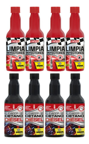 Kit Elevador De Cetano & Limpia Inyectores Diesel 250ml X 4u