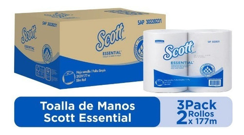 Toalla Manos Rollo Scott Essential 1hj - 177mts Caja X 6uds