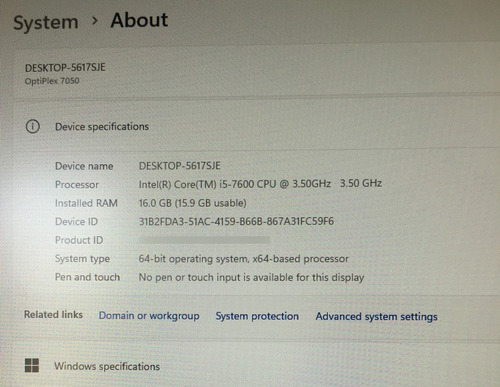 Cpu Dell Optiplex 7050 Intel Core I5 7th Gen Sku 9794 0 Gb 16 Gb 0