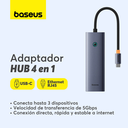 Hub Adaptador Usb-c 4 En 1 Baseus Usb Ethernet Rj45