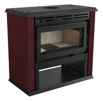 Comprar Estufa, Calefactor A Leña De Alto Rendimiento - Liv Monarch Grande, Hasta 154m2 - Sistema De Doble Combustión, Ecológico Y Seguro - Diseño Apaisado, Color Bordó