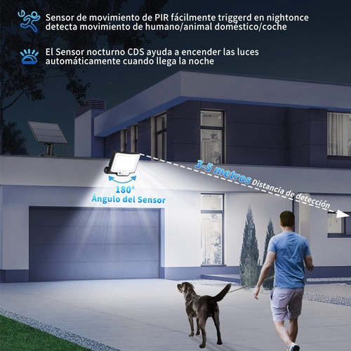 Vedd® Lámpara Solar Exterior Jardín Pared Sensor Luz 106 Led Estructura Negro