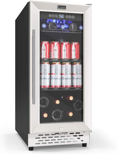 Enfriador De Bebidas 130 Latas Puerta Cristal Colzer Inoxida