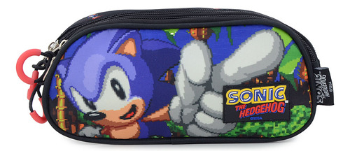 Estojo Infantil Luxcel Sonic Triplo Preto - Et47