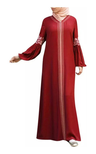 Vestido Feminino Muçulmano Abaya Longo Floral Estampado Kaft