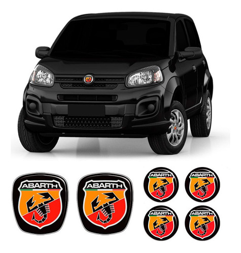 Kit 6 Adesivos Emblemas Abarth Fiat Novo Uno 2011 Até 2021