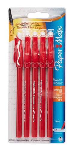 Paper Mate Erasermate Palillo De Bolígrafos, Medio Tip, Rojo