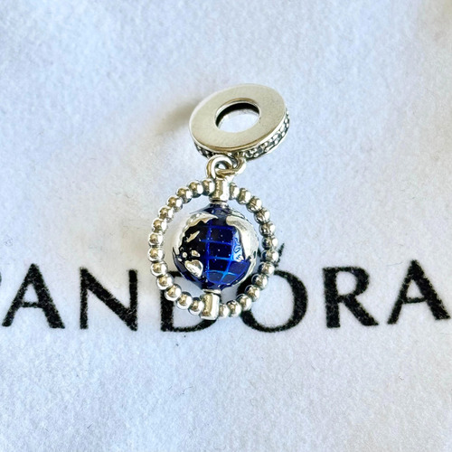 Dije Charm De Plata S925 Compatible Viajes Calidad Premium Mundo Giratorio