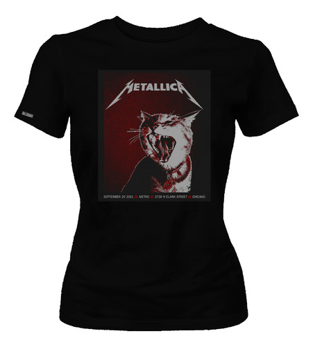Camiseta Dama Mujer Metallica Banda Rock Metal Gato Dbo
