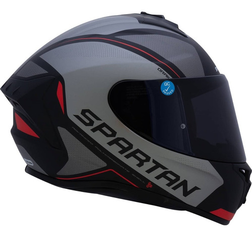 Imagen 6 de 6 de Casco Integral Spartan Draken Gear Negro Mate Gris