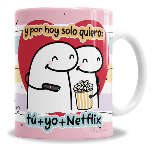 Taza De Cerámica Tu Yo Y Netflix Pareja Flork Amor - En Caja