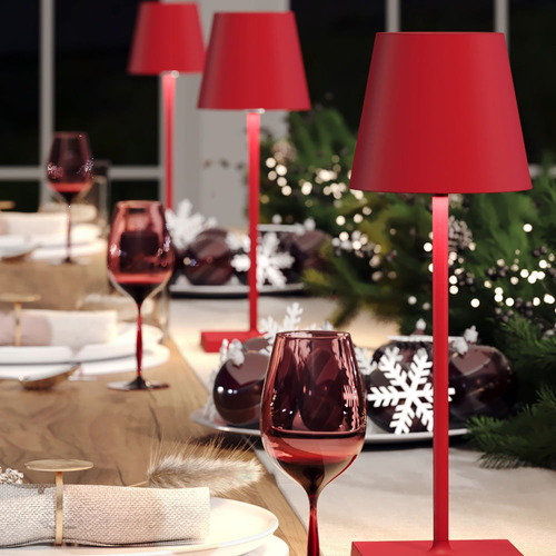 Luminária De Mesa Tina Interlight Abajur Sem Fio Vermelho