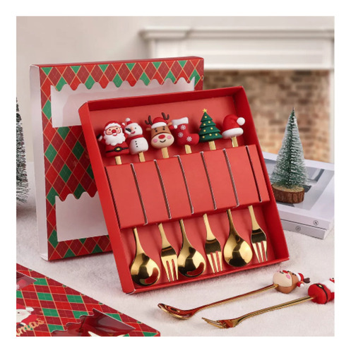 Set De 6 Cucharas Navideñas