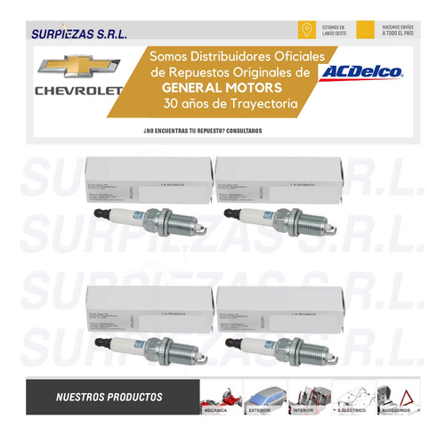 Kit Bujías X 4 Chevrolet Sonic Cruze Tracker 25193473