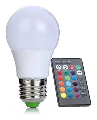 Lámpara Led Rgb 16 Colores Regulable Con Control Remoto 3w