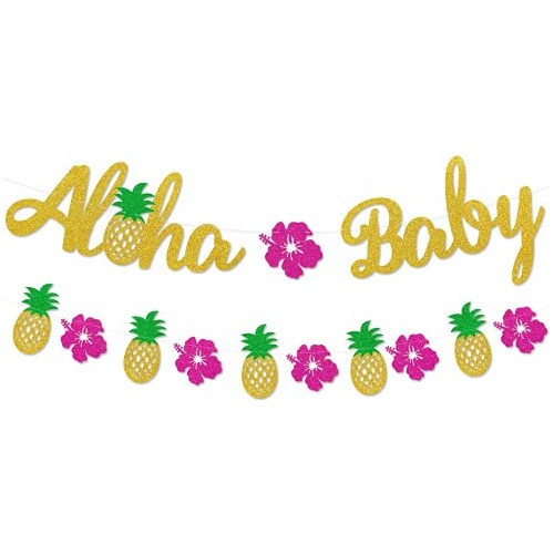 Aloha Baby Banner Pineapple Flower Garland Hawaiano Bab...