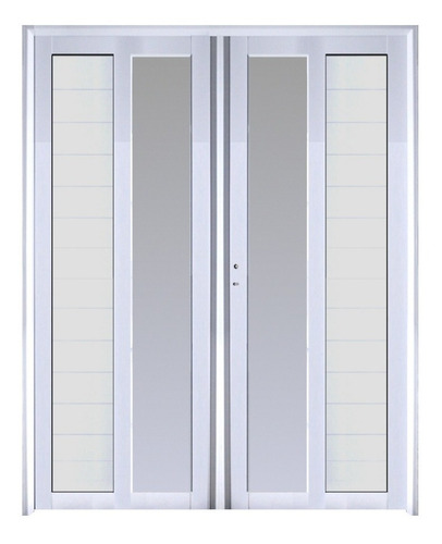 Puerta Doble Aluminio 160x200 M520 Vidrio Lateral Abershop