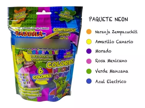 Pasta Foamy MOLDEABLE Paquete con 6 Colores Distintos (Neon)