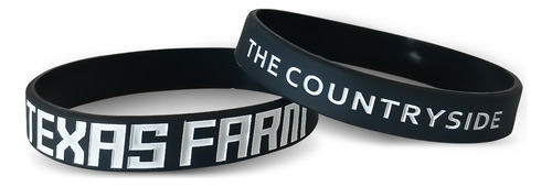 Pulseira Country Texas Farm Silicone Preto E Branco