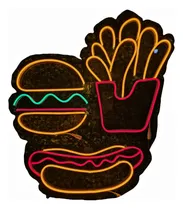 Comprar Letrero Led Neon Hamburguesa Papas Y Hotdog Decoración