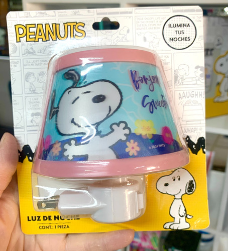 Lámpara Luz De Noche Snoopy Peanuts Nueva Blanco Multicolor