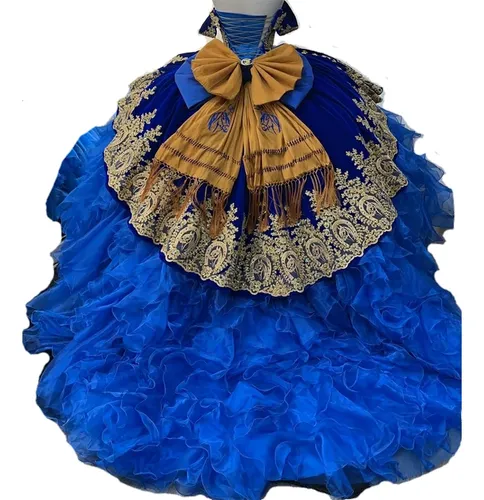 Vestido de hotsell quinceañera charro azul