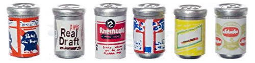 Dolls House Miniature Pub Accessory 6 Cerveza Ale Cans 356