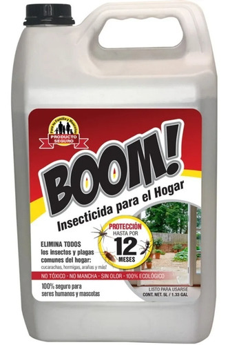 Insecticida Boom Para Hogar No Tóxico Elimina Plagas 5 Lts
