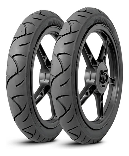 Par De Pneu Moto 80/100-18 E 100/90-18 Robust - Sem Câmara