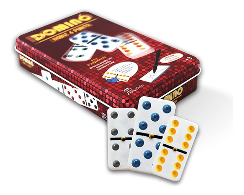 Domino Doble 6 Punto Fichas Jumbo 4 Jugadores C Estuche Mesa