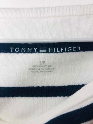Remera Tommy Manga 3/4 Rayada