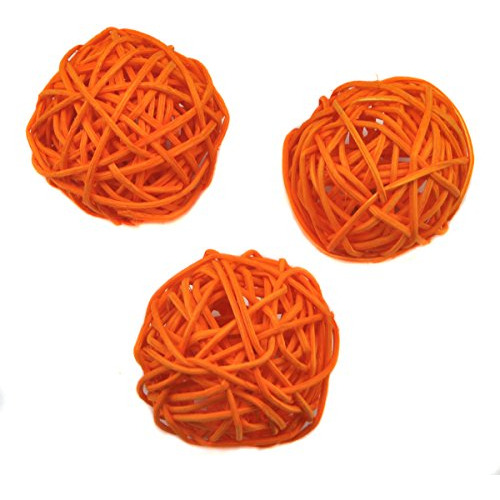 Bolas Ratán Para Decoración: 10 Unidades, 6 Cm Ø, Naranja.