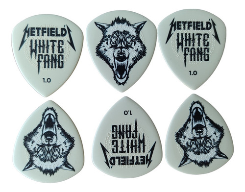 Picks James Hetfields Metallica White Fang Flow X6 Unidades