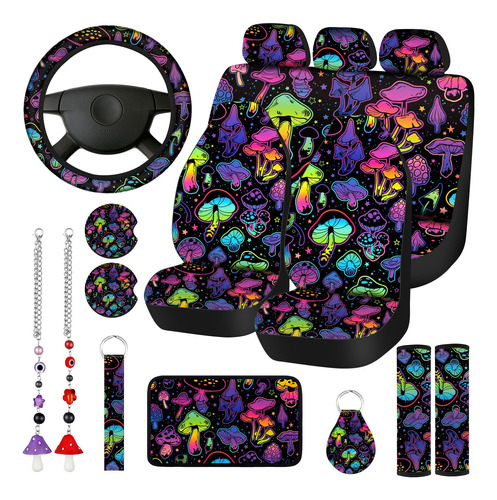 17 Pcs Mushroom Car Seat Covers Mushroom Accesorios De Coche