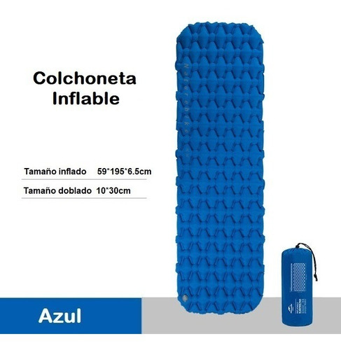 Imagen 2 de 7 de Naturehike - Colchoneta Inflable Ultraligera 1 Plaza Azul