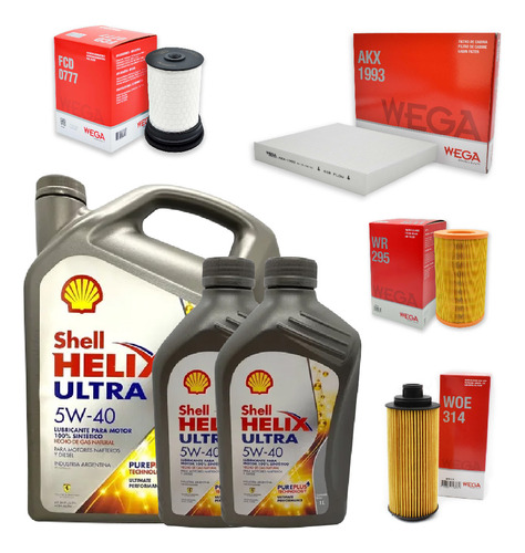 Kit 4 Filtros + 6l Aceite Shell 5w40 Chevrolet S10 2.8 Ctdi