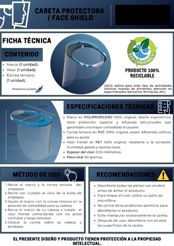 10 Unds Caretas De Protección Facial Antifluido