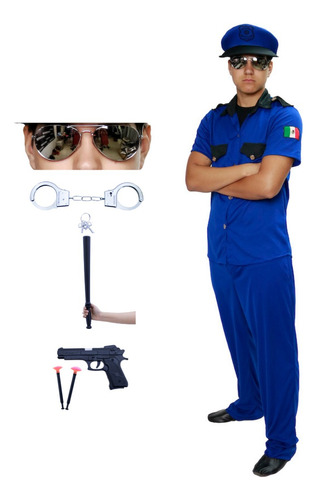 Disfraz De Policia Mexicano Con Accesorios Adulto Hombre
