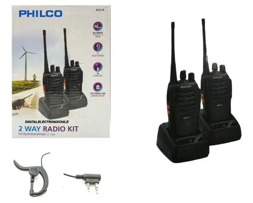 Imagen 2 de 3 de Radio Transmisor Walkie Talkie Boki Toki Philco Kit 2 En 1