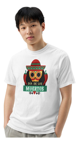 Playera Calaca Con Sombrero Y Bigote México Dia De Muertos 