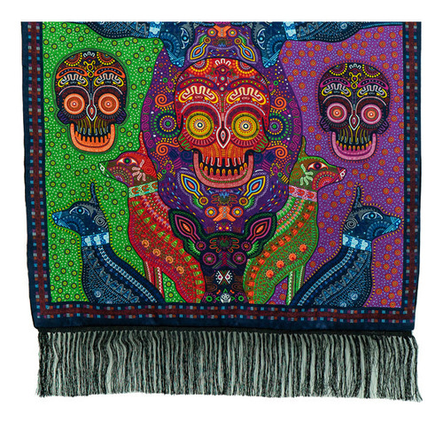 Chalina Con Terciopelo Día De Muertos Mictlán Color Negrochctdmm