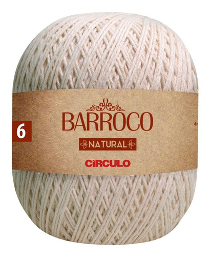 Linha Cordão Barbante Barroco Natural Círculo Nº6 - 700g Cor 6 Fios