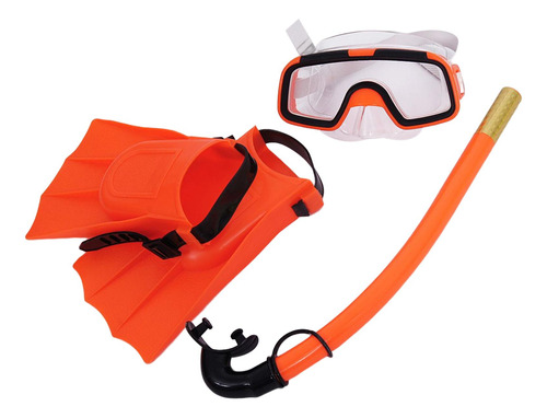 Juego De Esnórquel Para Niños Aletas Gafas Snorkel Naranja