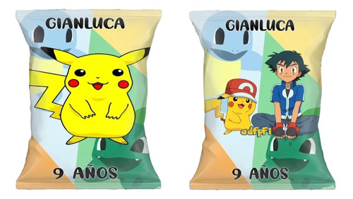 30 Bolsitas Golosineras Personalizadas  Pokemon Chip Bag