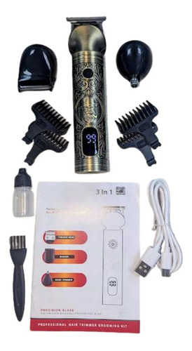 Rasuradora Eléctrica 3 En 1 Kit Hombre Barba Bigote Aseo Color Dorado