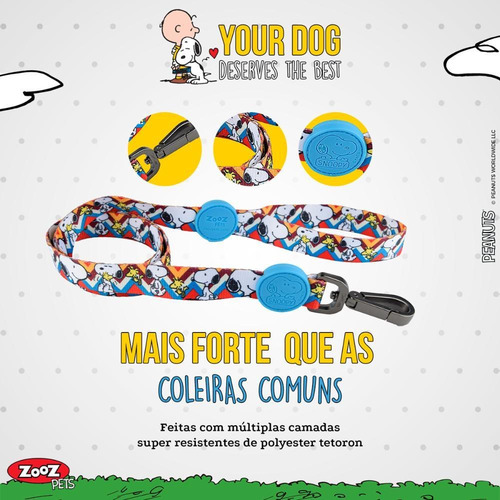 Guia Snoopy Zigzag Para Tamanho Pp - Coleira Para Cães