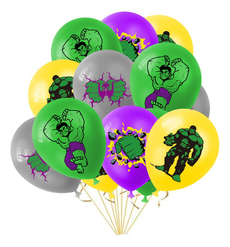 16pcs Hulk Set De Fiesta Decoración Cumpleaños Globos